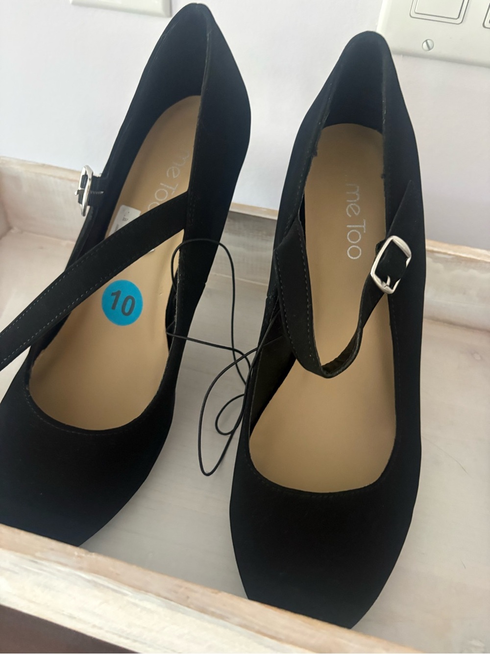 me too Black Mary Jane Heels with Ankle Strap
